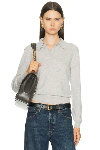 RENGGLI Cashmere Long Sleeve Polo | Thumbnail 1