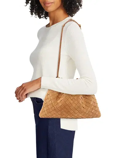 Bottega Veneta Women's Medium Dustbag Intrecciato Suede Shoulder Bag - Amber Gold | Thumbnail 2