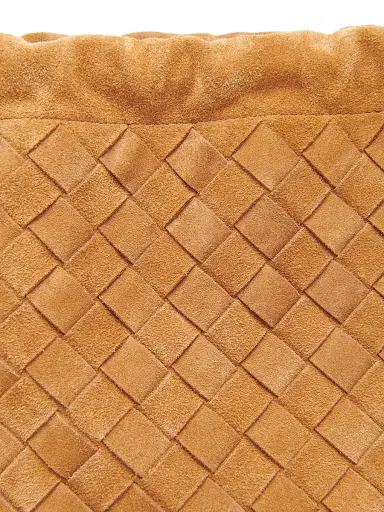 Bottega Veneta Women's Medium Dustbag Intrecciato Suede Shoulder Bag - Amber Gold | Thumbnail 4