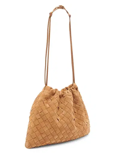 Bottega Veneta Women's Medium Dustbag Intrecciato Suede Shoulder Bag - Amber Gold | Thumbnail 5