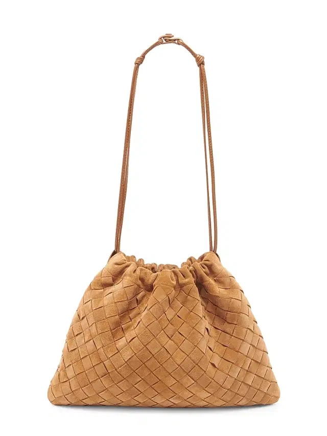 Bottega Veneta Women's  Dustbag Intrecciato Suede Shoulder Bag - Amber Gold
