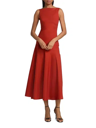 Adam Lippes Women's Ren Bias Cotton Midi-Dress | Thumbnail 2 Adam Lippes Women's Ren Bias Cotton Midi-Dress | Thumbnail 2