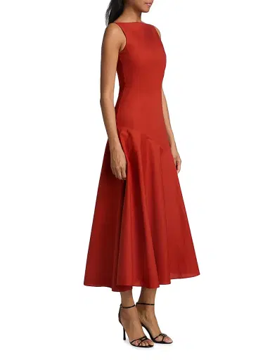 Adam Lippes Women's Ren Bias Cotton Midi-Dress | Thumbnail 4 Adam Lippes Women's Ren Bias Cotton Midi-Dress | Thumbnail 4