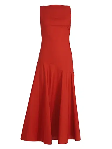 Adam Lippes Women's Ren Bias Cotton Midi-Dress | Thumbnail 1 Adam Lippes Women's Ren Bias Cotton Midi-Dress | Thumbnail 1