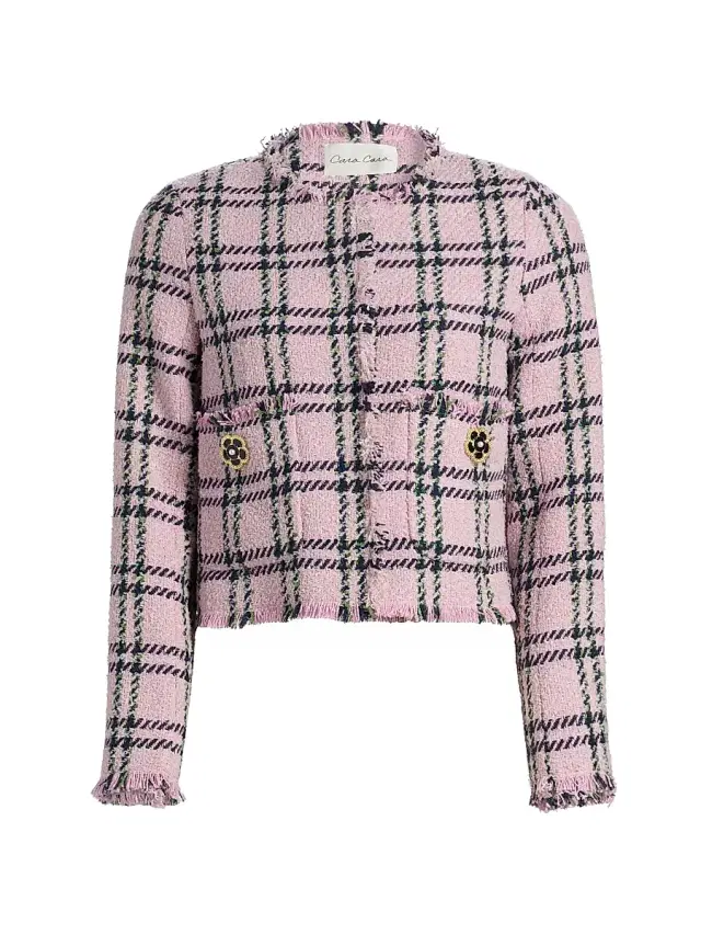 Women's Waylin Plaid Jacket - Pink Green Boucle Plaid