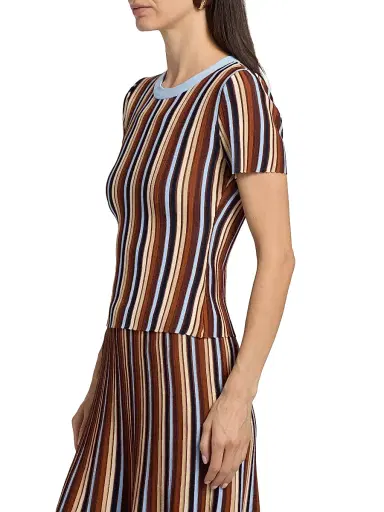 Cara Cara Women's Knoll Striped Short-Sleeve Top - Metalic Stripe - Size Large | Thumbnail 4 Cara Cara Women's Knoll Striped Short-Sleeve Top - Metalic Stripe - Size Large | Thumbnail 4