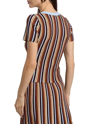 Cara Cara Women's Knoll Striped Short-Sleeve Top - Metalic Stripe - Size Large | Thumbnail 5 Cara Cara Women's Knoll Striped Short-Sleeve Top - Metalic Stripe - Size Large | Thumbnail 5