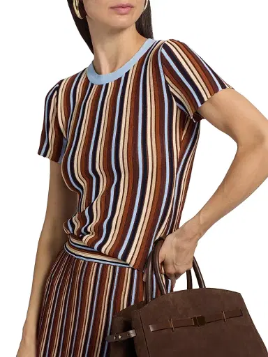 Cara Cara Women's Knoll Striped Short-Sleeve Top - Metalic Stripe - Size Large | Thumbnail 6 Cara Cara Women's Knoll Striped Short-Sleeve Top - Metalic Stripe - Size Large | Thumbnail 6