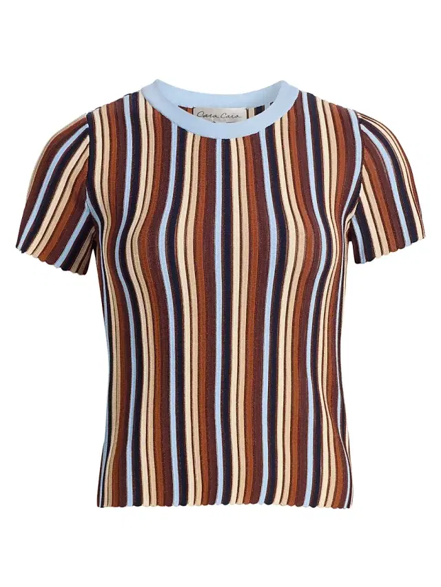 Women's Knoll Striped Short-Sleeve Top - Metalic Stripe