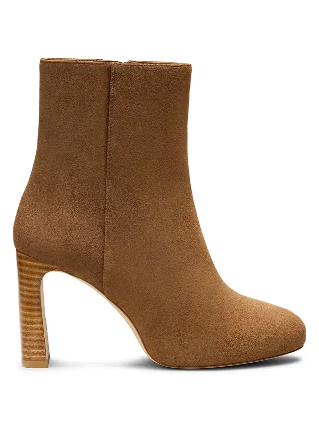 Stuart Weitzman Women's Babette 90MM Suede Platform Zip Booties - Toasted Almond New Camel