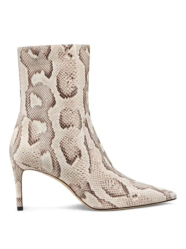 Stuart Weitzman Women's Stuart 75MM Snake-Embossed Leather Booties - Cream