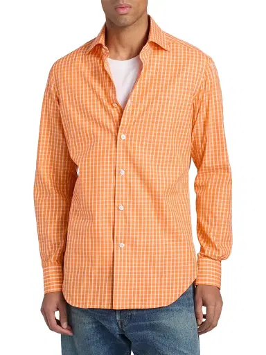 Kiton Men's Check Cotton Shirt | Thumbnail 3