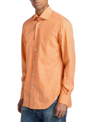 Kiton Men's Check Cotton Shirt | Thumbnail 4