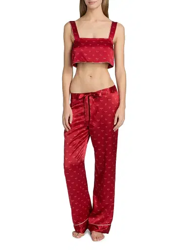 Kiki de Montparnasse Women's Kiss Print Silk Pajama Pants | Thumbnail 2 Kiki de Montparnasse Women's Kiss Print Silk Pajama Pants | Thumbnail 2