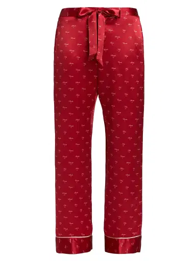 Kiki de Montparnasse Women's Kiss Print Silk Pajama Pants | Thumbnail 1 Kiki de Montparnasse Women's Kiss Print Silk Pajama Pants | Thumbnail 1