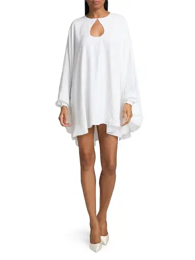 AZEEZA Women's Naya Keyhole Silk-Blend Crepe de Chine Shift Minidress - White - Size XS | Thumbnail 2