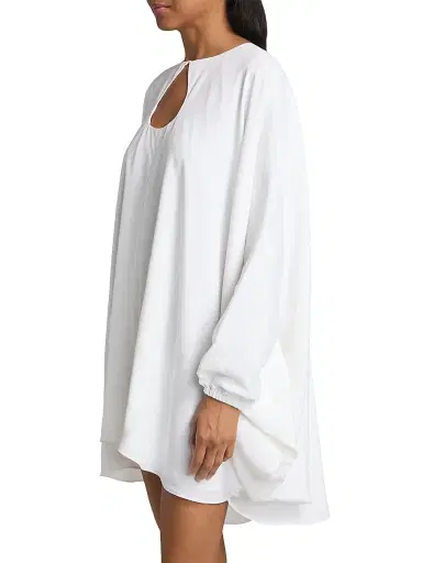 AZEEZA Women's Naya Keyhole Silk-Blend Crepe de Chine Shift Minidress - White - Size XS | Thumbnail 4
