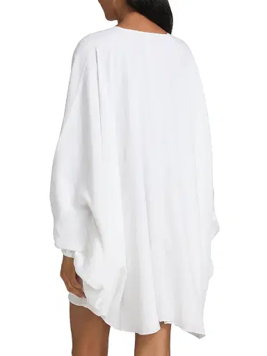 AZEEZA Women's Naya Keyhole Silk-Blend Crepe de Chine Shift Minidress - White - Size XS | Thumbnail 5