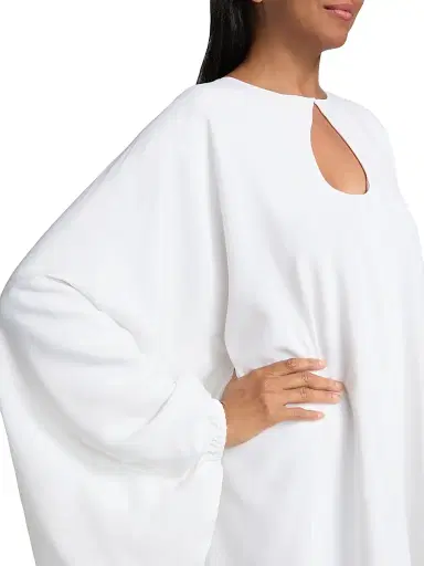 AZEEZA Women's Naya Keyhole Silk-Blend Crepe de Chine Shift Minidress - White - Size XS | Thumbnail 6