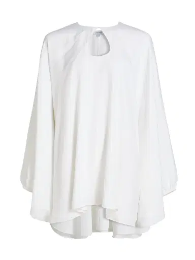AZEEZA Women's Naya Keyhole Silk-Blend Crepe de Chine Shift Minidress - White - Size XS | Thumbnail 1