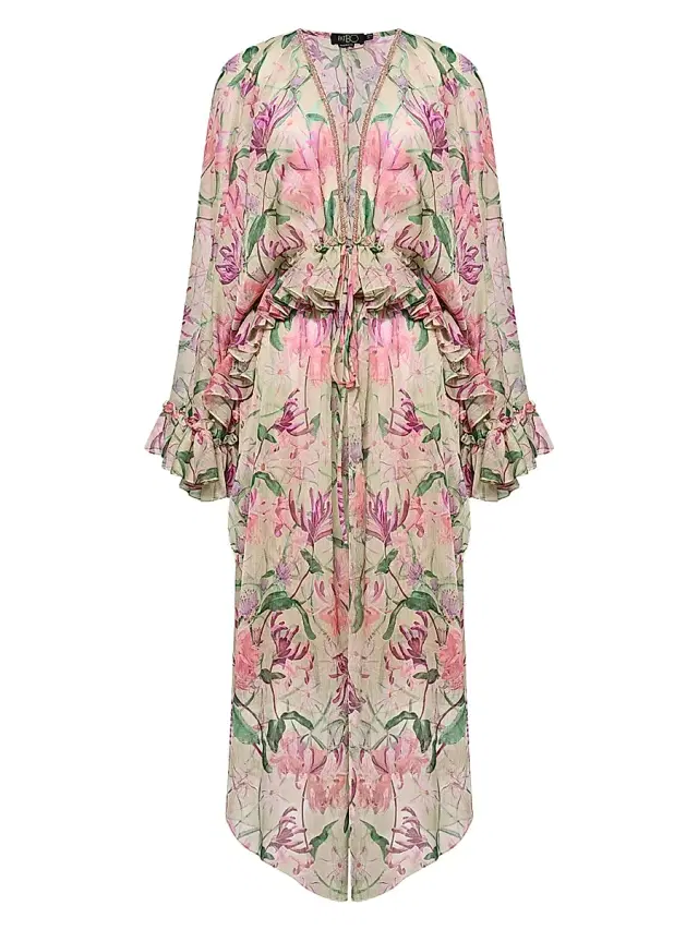 PatBO Women's Honey Flower Long Robe - Green