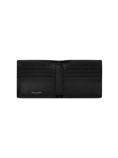 Saint Laurent Men's Tiny Cassandre East-West Wallet in Matte Leather - Black | Thumbnail 4 Saint Laurent Men's Tiny Cassandre East-West Wallet in Matte Leather - Black | Thumbnail 4