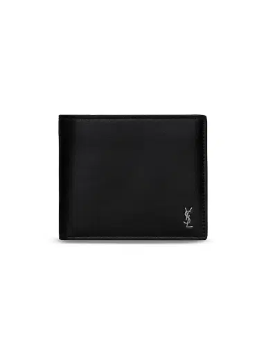 Saint Laurent Men's Tiny Cassandre East-West Wallet in Matte Leather - Black | Thumbnail 1 Saint Laurent Men's Tiny Cassandre East-West Wallet in Matte Leather - Black | Thumbnail 1