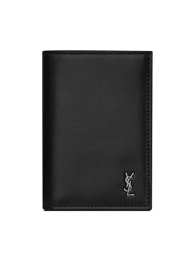 Saint Laurent Men's Tiny Cassandre Credit Card Wallet in Matte Leather - Black