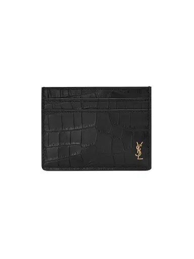 Saint Laurent Men's Tiny Cassandre Card Case in Crocodile-Embossed Matte Leather | Thumbnail 1 Saint Laurent Men's Tiny Cassandre Card Case in Crocodile-Embossed Matte Leather | Thumbnail 1