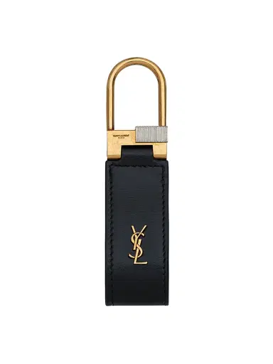 Saint Laurent Men's Tiny Cassandre Keyring in Smooth Leather | Thumbnail 1 Saint Laurent Men's Tiny Cassandre Keyring in Smooth Leather | Thumbnail 1