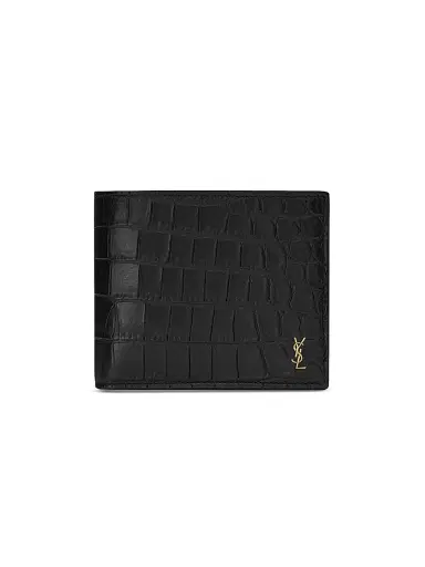 Saint Laurent Men's Tiny Cassandre East-West Wallet in Crocodile-Embossed Matte Leather | Thumbnail 1
