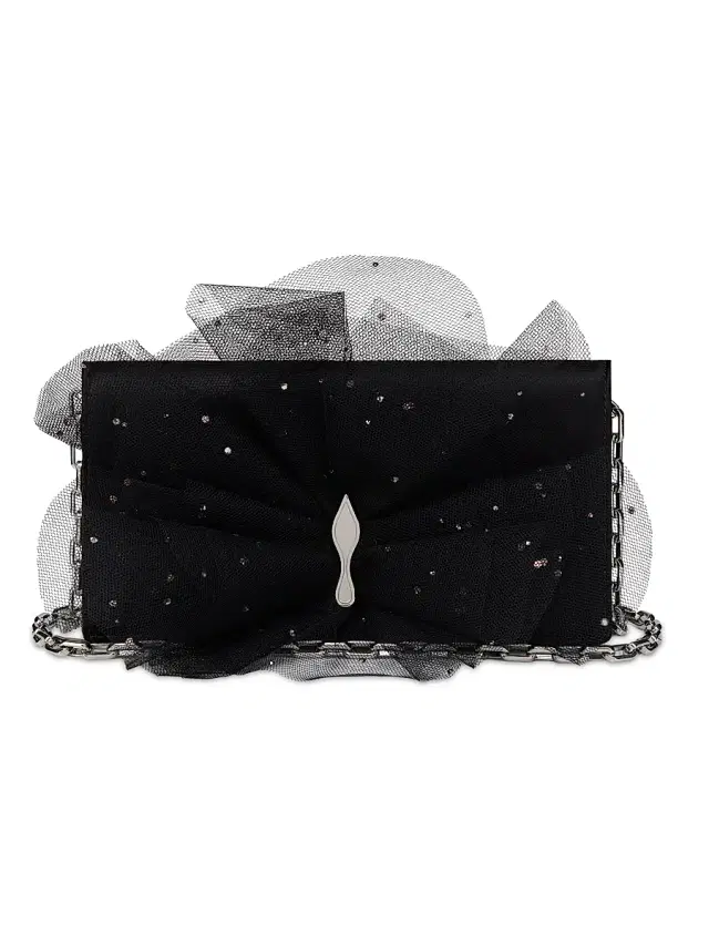 Women's Bettina Tulle Clutch with Chain - Black