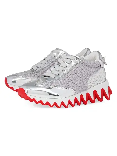 Christian Louboutin Little's Boy's & Boy's Mini Shark Sneakers - Silver 3.5 (Child) | Thumbnail 2