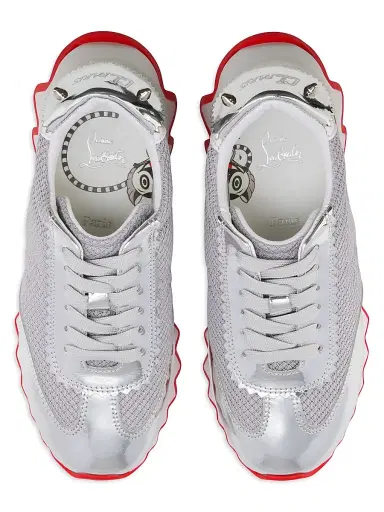 Christian Louboutin Little's Boy's & Boy's Mini Shark Sneakers - Silver 3.5 (Child) | Thumbnail 4