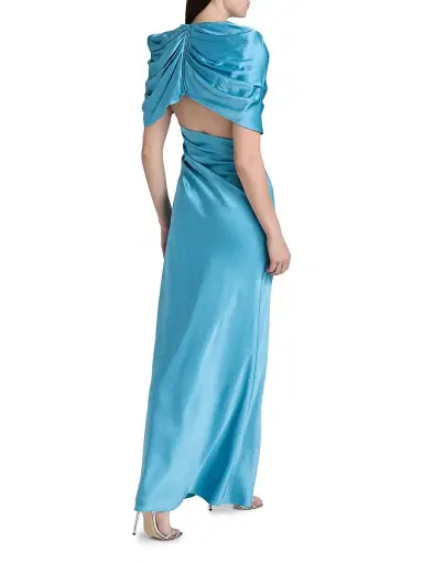 Stella McCartney Women's Draped Satin Cape-Sleeve Gown | Thumbnail 5