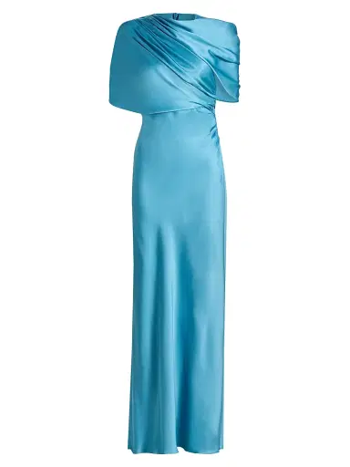 Stella McCartney Women's Draped Satin Cape-Sleeve Gown | Thumbnail 1