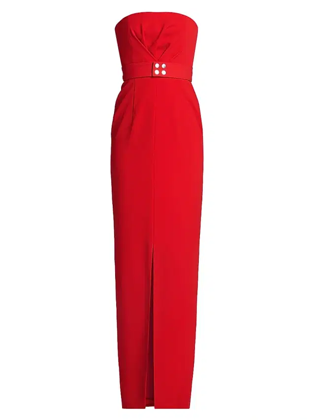 Women's Lights On Aeta Strapless Crepe Gown - Cremisi
