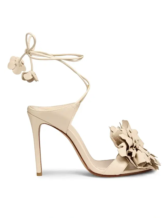 Alexandre Birman Women's Ornela 100MM Flower-Appliqué Leather Sandals - Eggshell