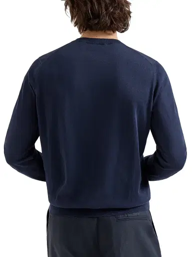 Brunello Cucinelli Men's Cotton Lightweight Sweater - Navy Blue - Size 44 | Thumbnail 3