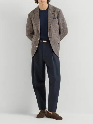 Brunello Cucinelli Men's Cotton Lightweight Sweater - Navy Blue - Size 44 | Thumbnail 6