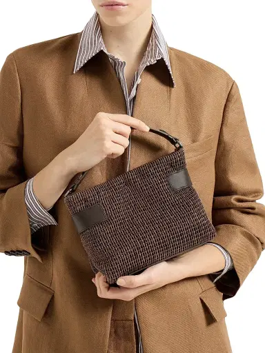 Brunello Cucinelli Women's Essence Small Top Handle Bag in Riding Leather - Brown | Thumbnail 2