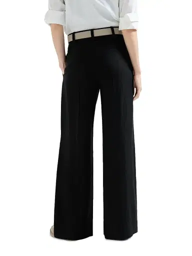 Brunello Cucinelli Women's Viscose and Linen Fluid Twill Sartorial Wide Trousers - Black | Thumbnail 3 Brunello Cucinelli Women's Viscose and Linen Fluid Twill Sartorial Wide Trousers - Black | Thumbnail 3