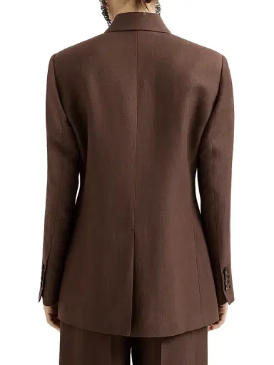 Brunello Cucinelli Women's Viscose and Linen Fluid Twill Blazer with Monili - Cocoa - Size 16 | Thumbnail 3 Brunello Cucinelli Women's Viscose and Linen Fluid Twill Blazer with Monili - Cocoa - Size 16 | Thumbnail 3