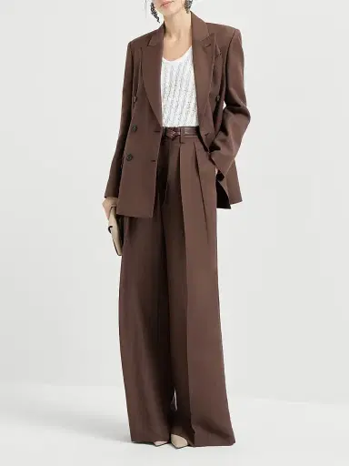 Brunello Cucinelli Women's Viscose and Linen Fluid Twill Blazer with Monili - Cocoa - Size 16 | Thumbnail 6 Brunello Cucinelli Women's Viscose and Linen Fluid Twill Blazer with Monili - Cocoa - Size 16 | Thumbnail 6