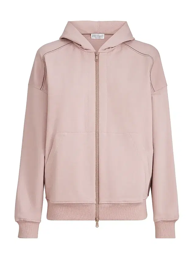 Women's Stretch Cotton Lightweight French Terry Hooded Sweatshirt - Pink