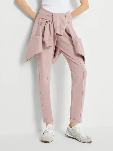 Brunello Cucinelli Women's Stretch Cotton Lightweight French Terry Track Trousers with Monili - Blue | Thumbnail 11