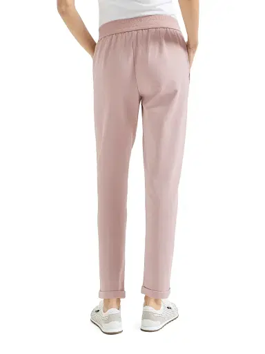 Brunello Cucinelli Women's Stretch Cotton Lightweight French Terry Track Trousers with Monili - Blue | Thumbnail 9