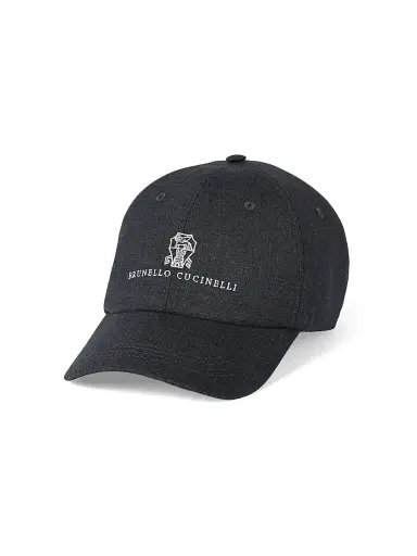 Brunello Cucinelli Men's Virgin Wool Fresco Baseball Cap with Embroidered Logo | Thumbnail 1