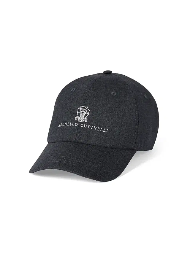 Men's Virgin Wool Fresco Baseball Cap with Embroidered Logo - Anthracite