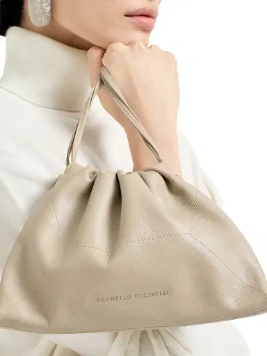 Brunello Cucinelli Women's Duo Pouch Bag in Calfskin - Buff | Thumbnail 2